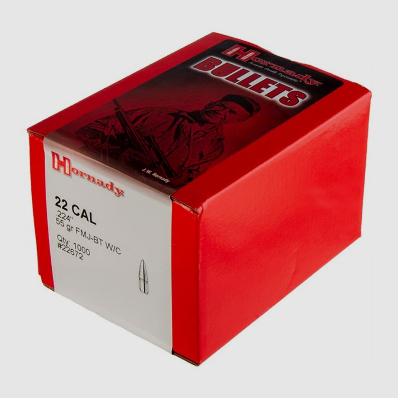 Hornady Palle 224″ (.22 cal) 55gr FMJ+BT with Cannelure #22672 – 1000 pz