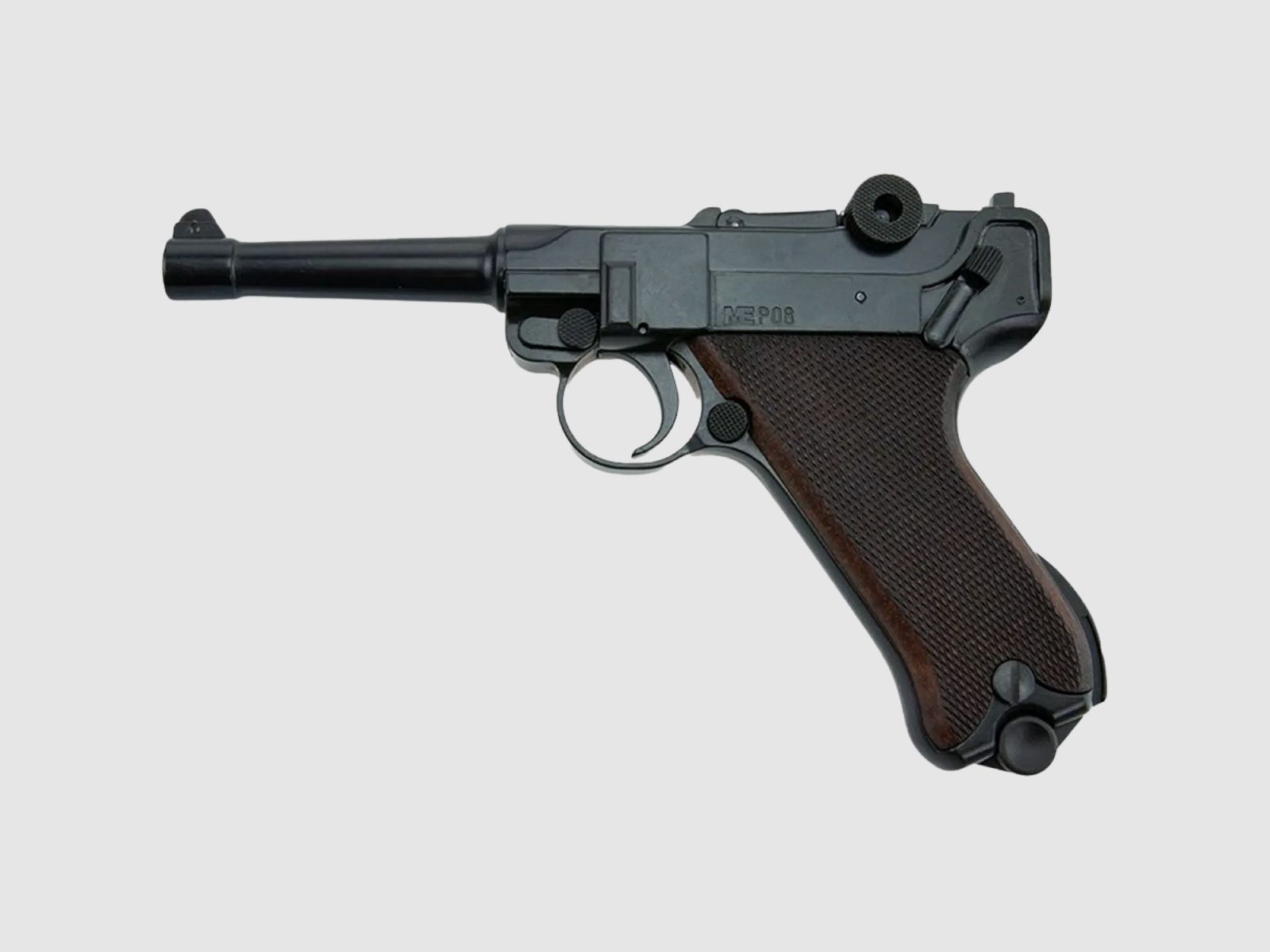 ME P08 schreckschusswapen 9mm geblauwde met houten grip