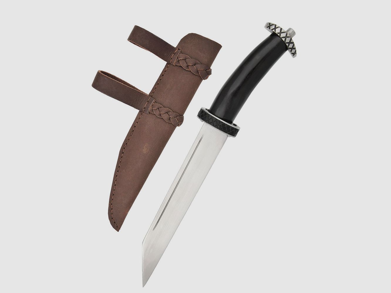 Wikinger Sax mit Horngriff und Lederscheide