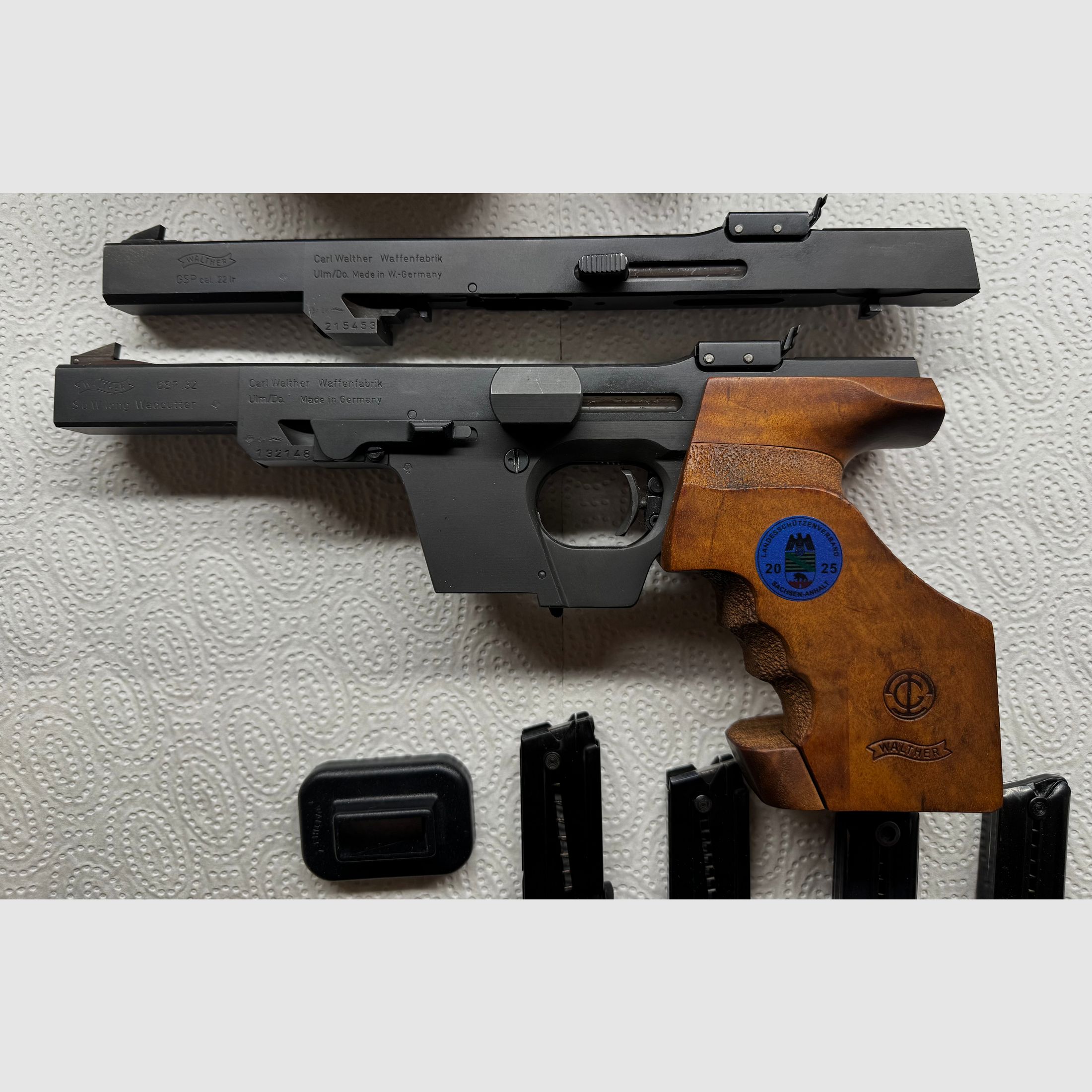Walther GSP sportpistool, .22 LR + .32 S&W Long WC wisselsysteem