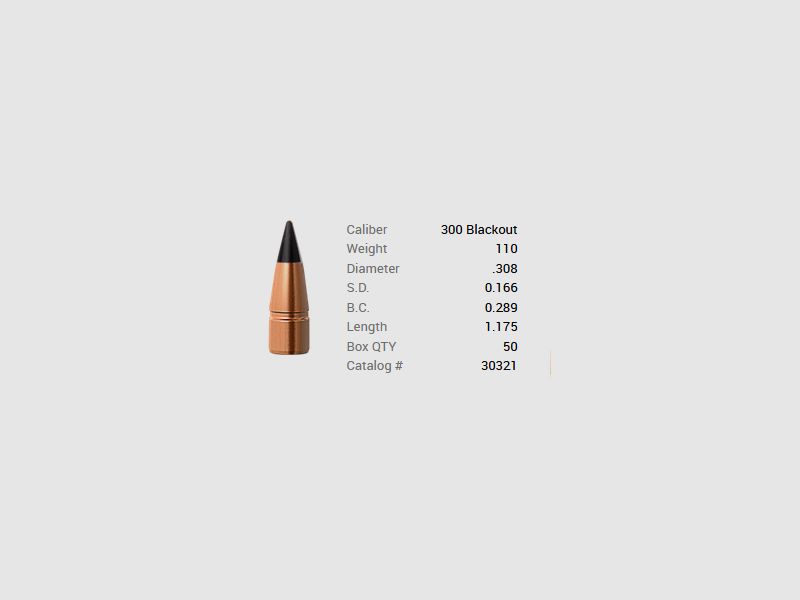 Barnes bullet .30/.308 110GR M/LE Tac-TX FB 50 pieces