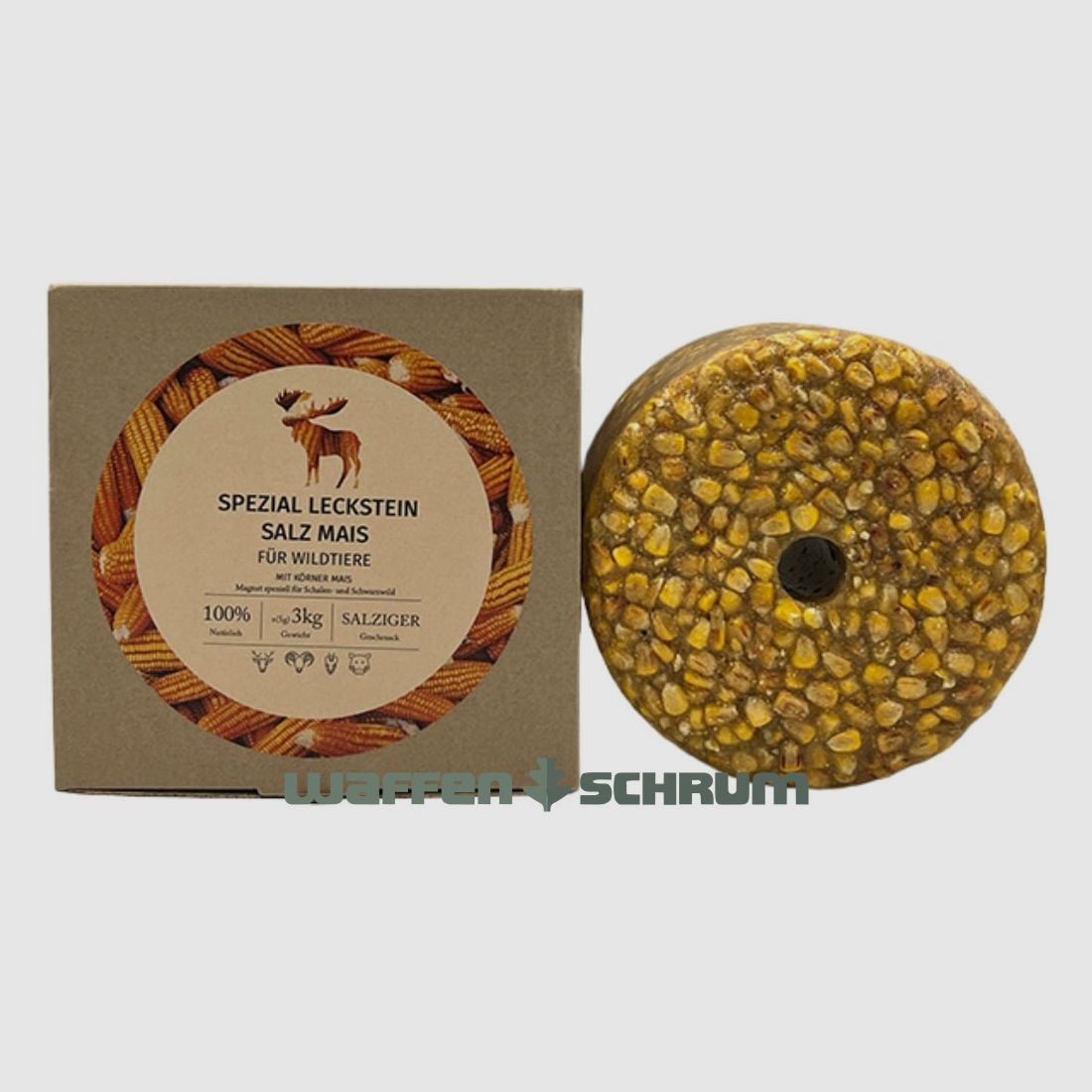 Wildlutscher Spezial Leckstein 3 kg Salz Mais