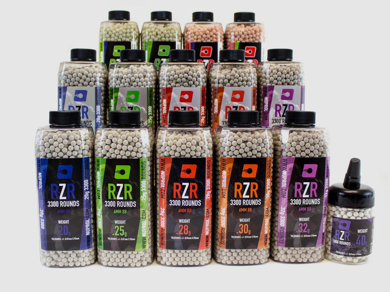 Airsoft-Bälle 6mm RZR 0,20g/0,25g/0,28g/0,30g/0,32g BIO Flasche 3500 BBs