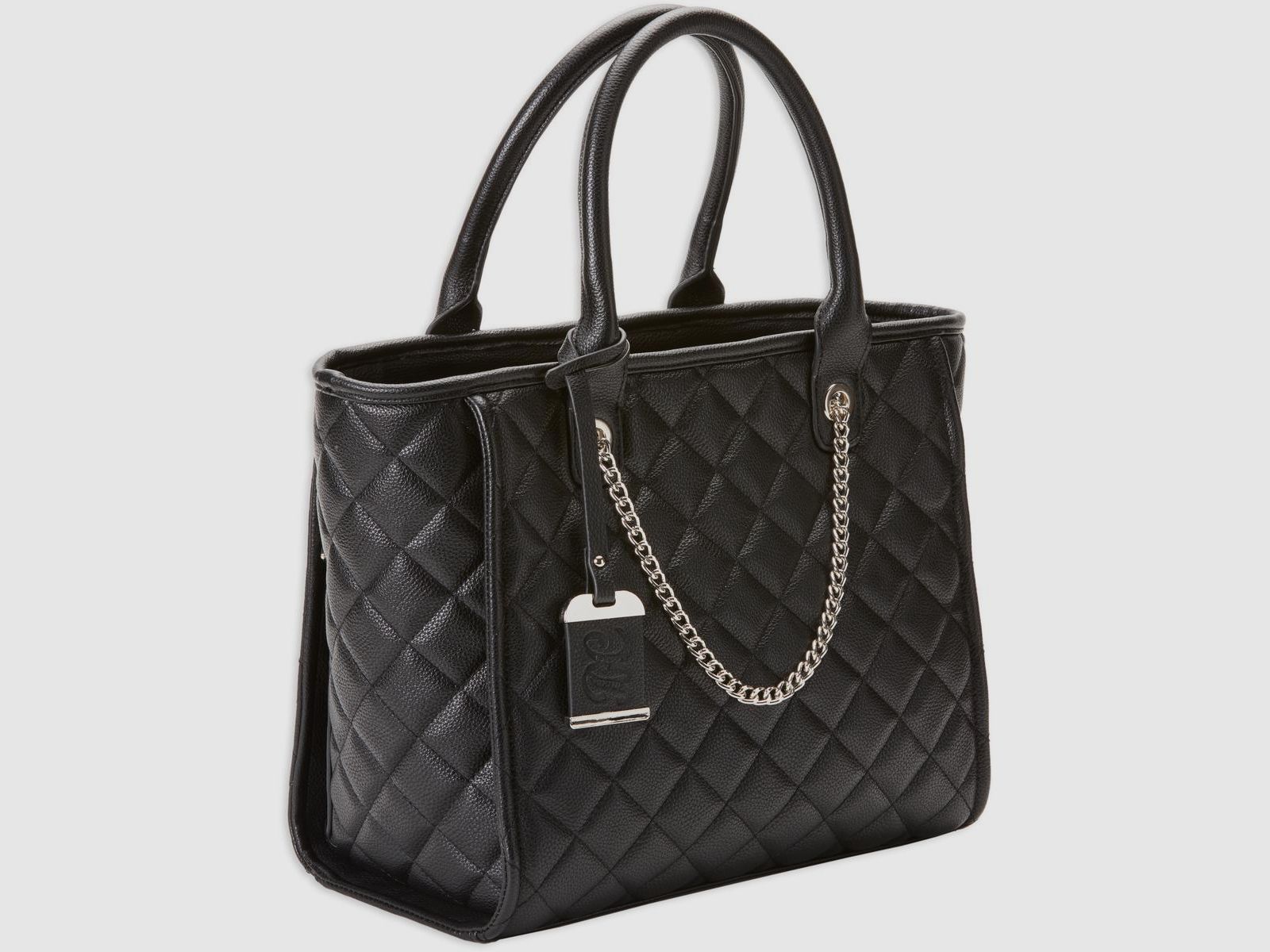 Borsa in stile tote trapuntato nera