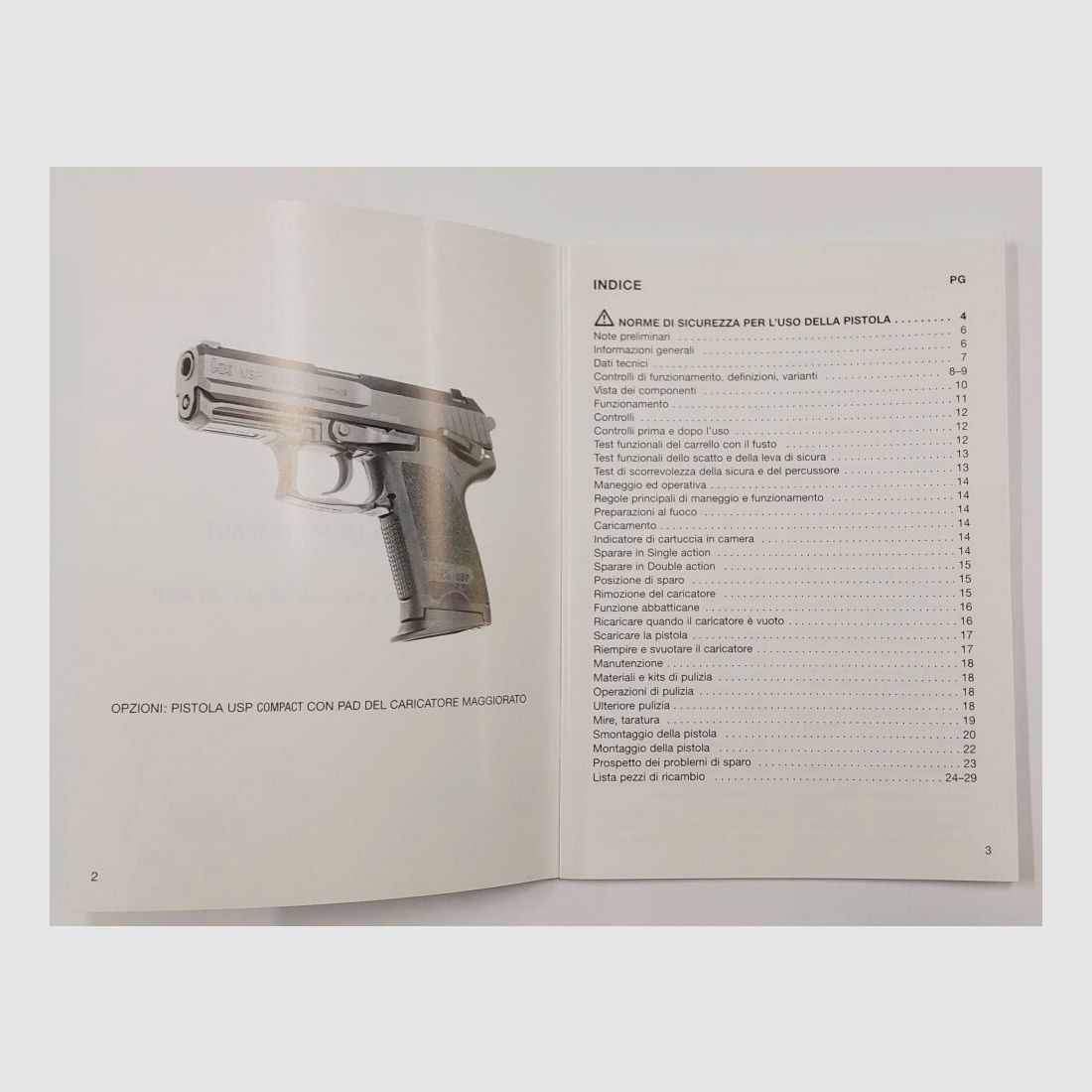 Heckler & Koch manual for USP Compact, Italian