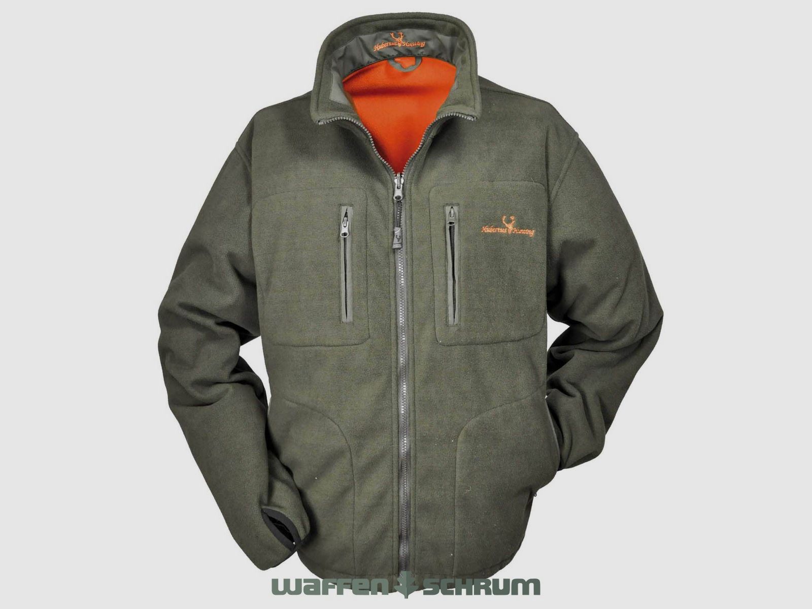Hubertus Warn Wende Fleecejacke  Olive-Orange