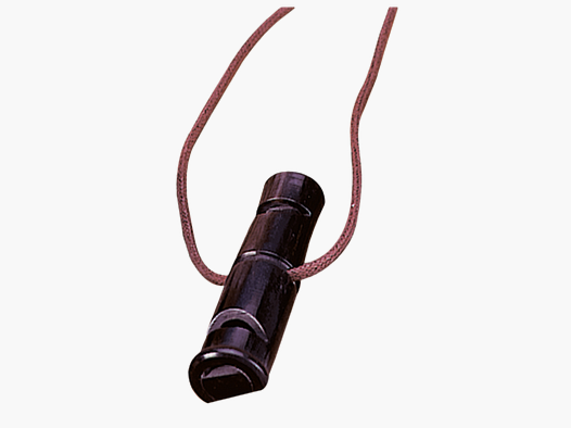 Hundepfeife Down-Doppelpfeife echt Horn mit Lederband ca. 70mm