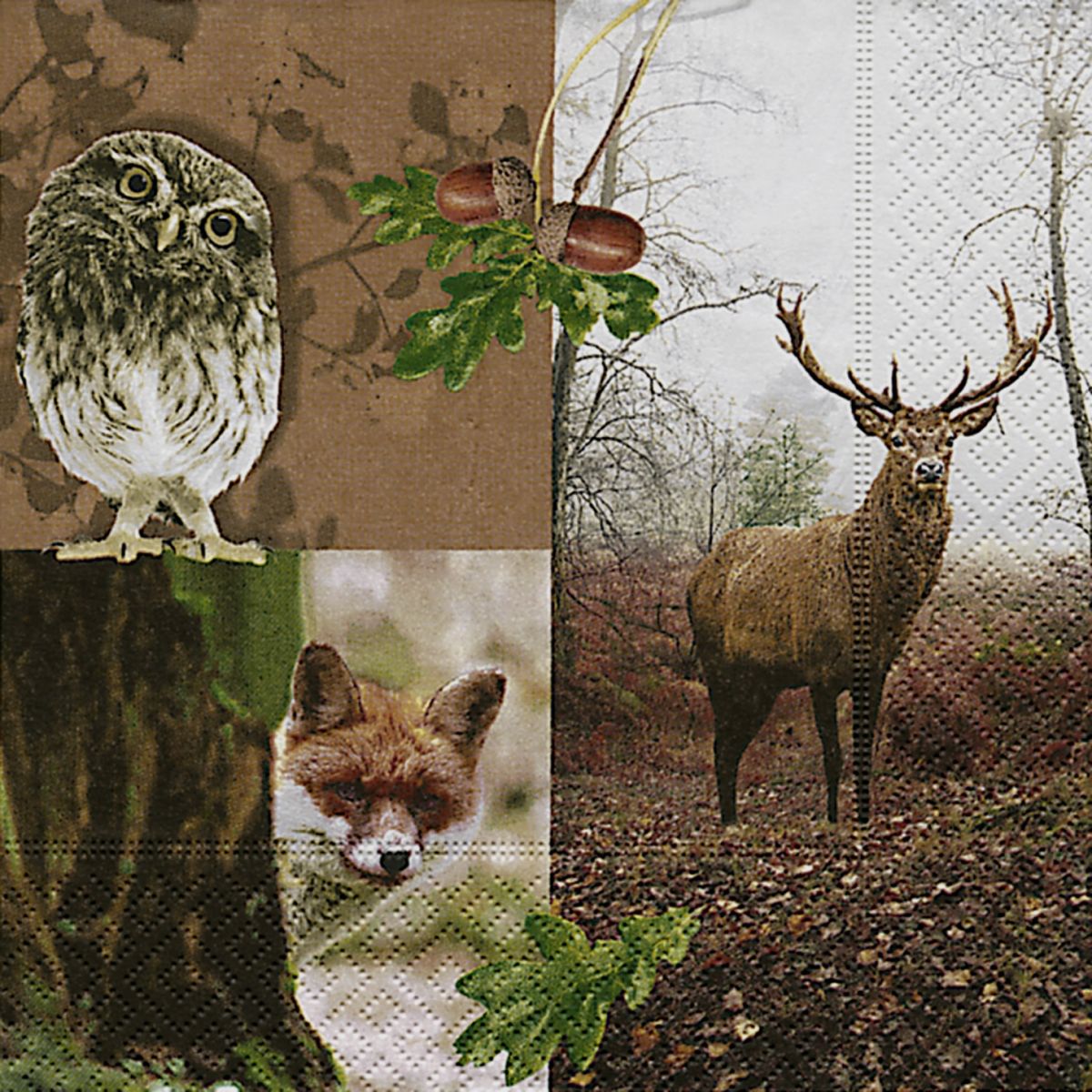 Hunting scene napkins 20 pcs. brown