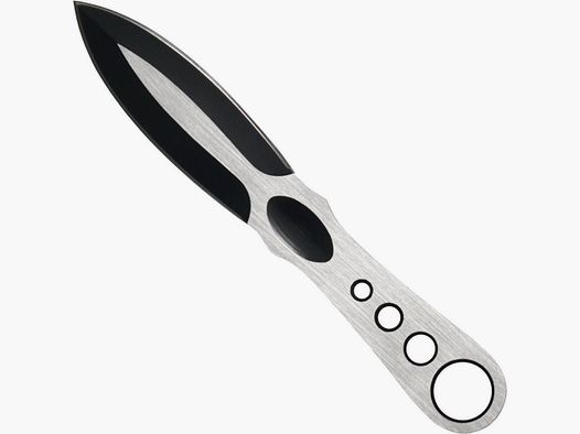 Coltello da lancio argento-nero con fodero in nylon