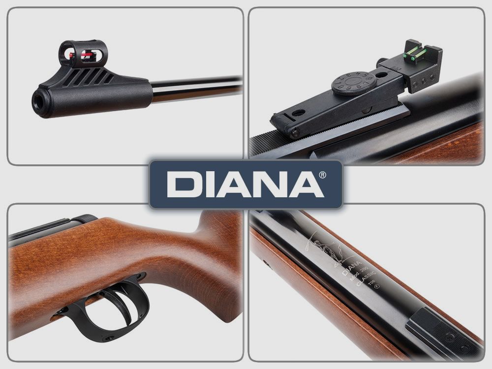 Kipplauf Luftgewehr Diana 280 Classic Truglo Fiberoptik Buchenholzschaft Kaliber 4,5 mm (P18)