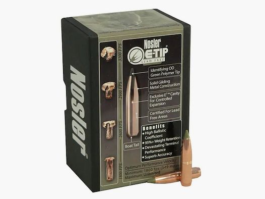 Proiettile Nosler E-Tip 6,5mm/.264 120GR Senza Piombo 50 Pezzi