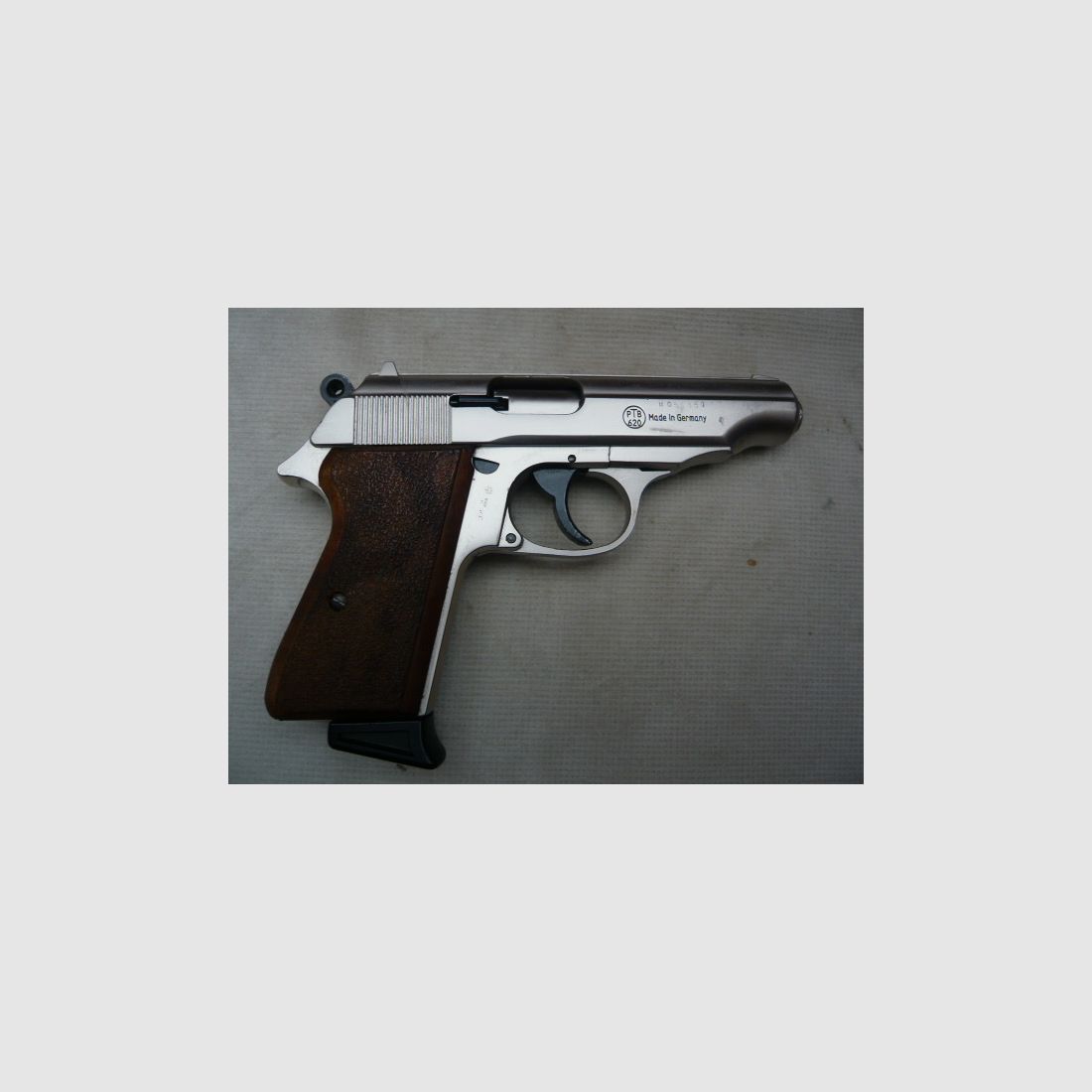 Walther PP pistol cal. 9 mm PAK nickel-plated