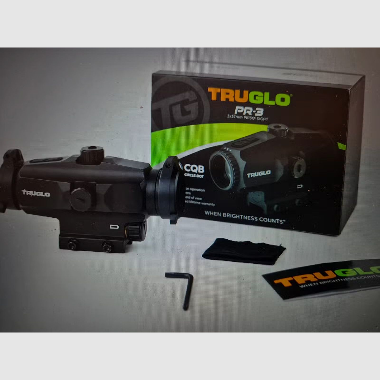 Truglo Prisma pr3 3x32mm Jagd taktisches Gewehr Fernrohr beleuchtet 6 MOA absehen Rot Punkt Visier