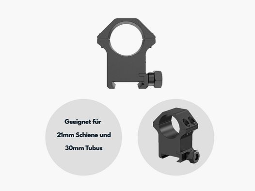 Victoptics Montageringe aus Aluminium für 21mm Schiene und 30mm Tubus in verschiedenen Höhen – Mittel (31,8mm, VIMW-12)