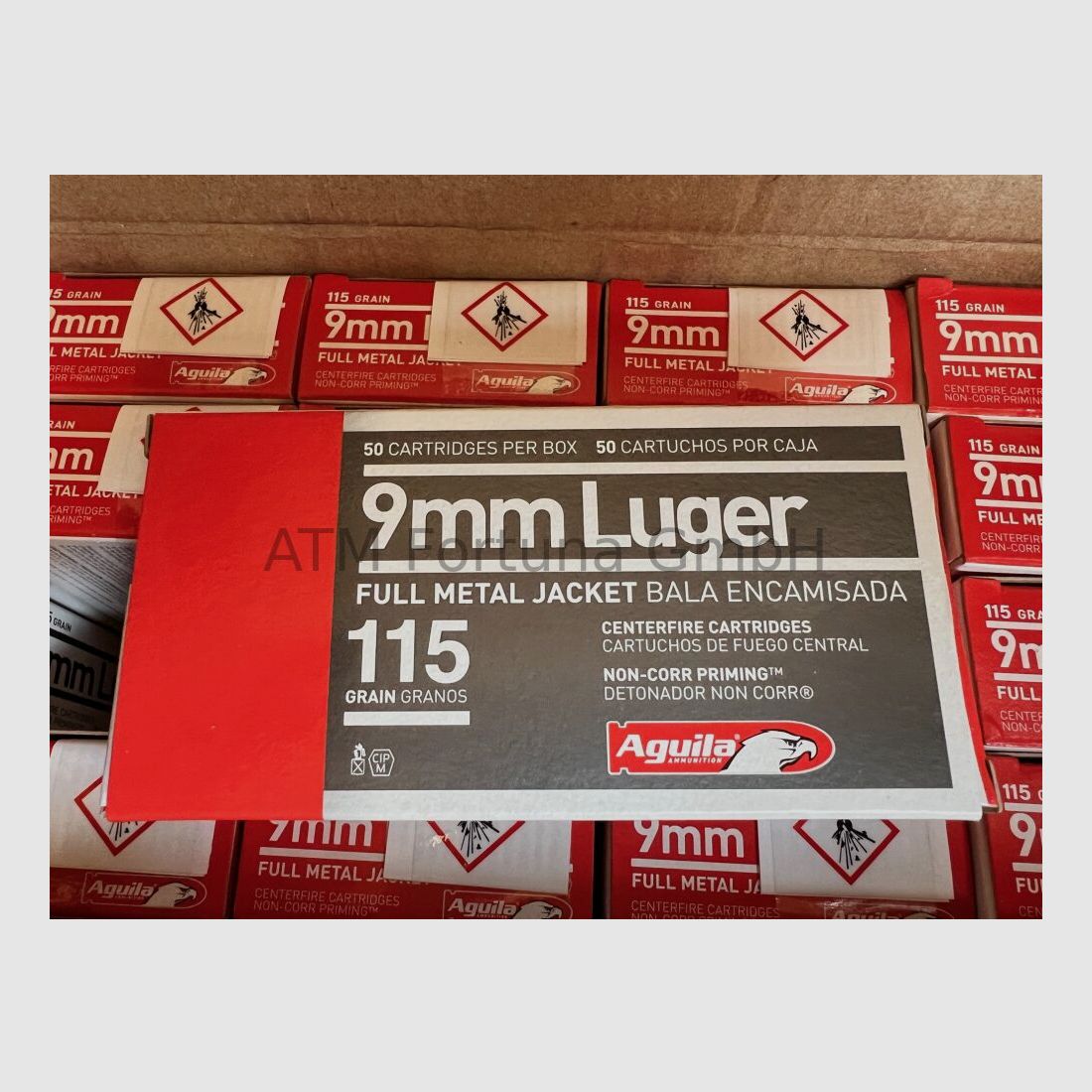 Aigle 1000 pièces Standard 9mm Luger (9x19) FMJ 115 grs cartouches de pistolet