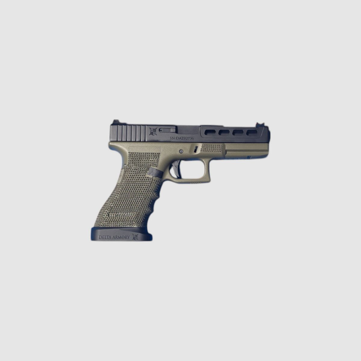 P06 GBB Airsoft Pistool met Grip Stippling in Olijf | Delta Armory