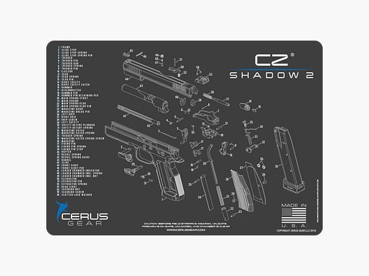 SCHEMATIC PROMAT CZ Shadow Waffenauflagematte für Wartung und Pflege von Kurzwaffen