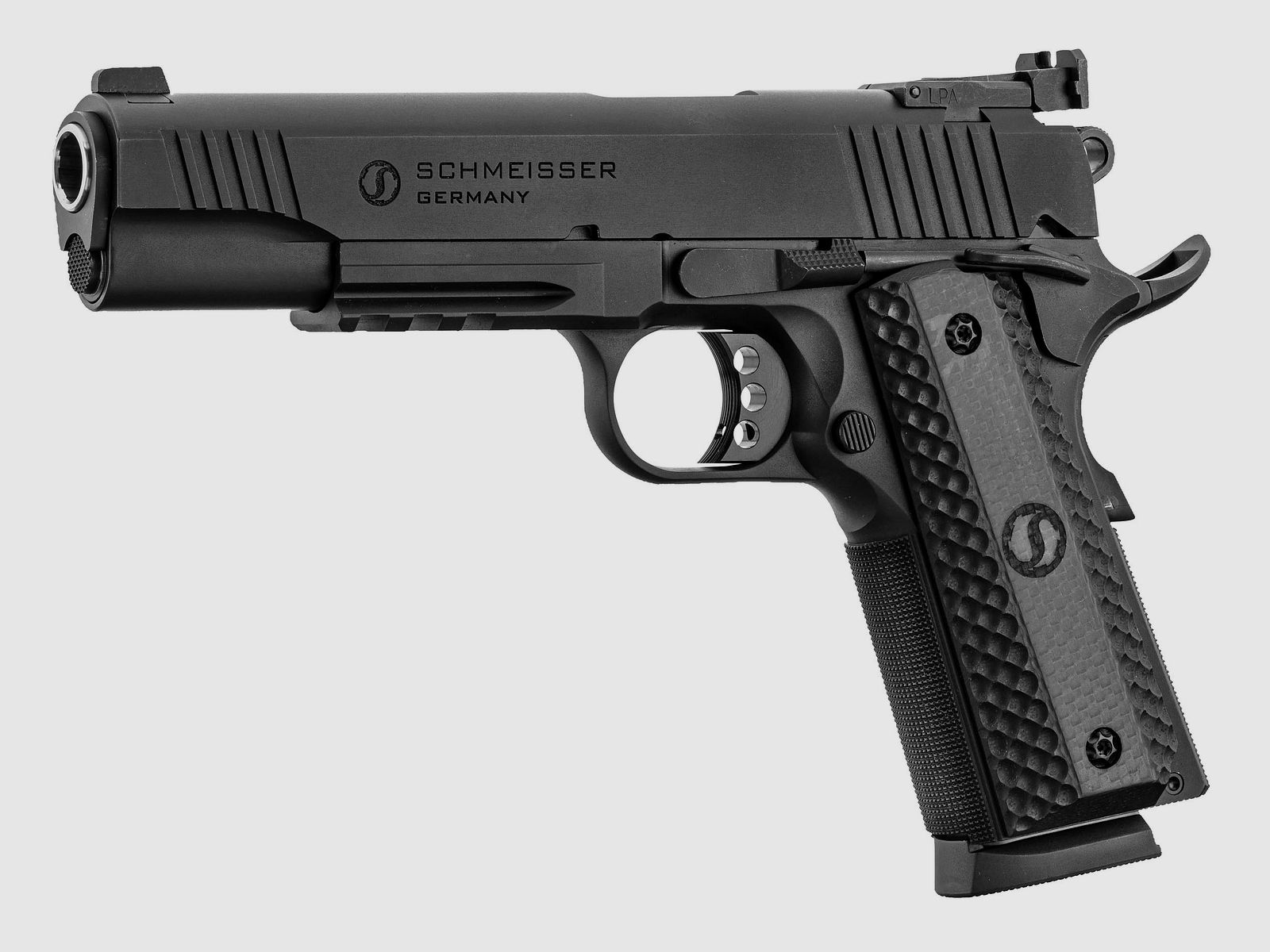 Pistole Schmeisser HUGO 1911 Kaliber 45ACP mit LPA Visierung, Bild 2 von 6