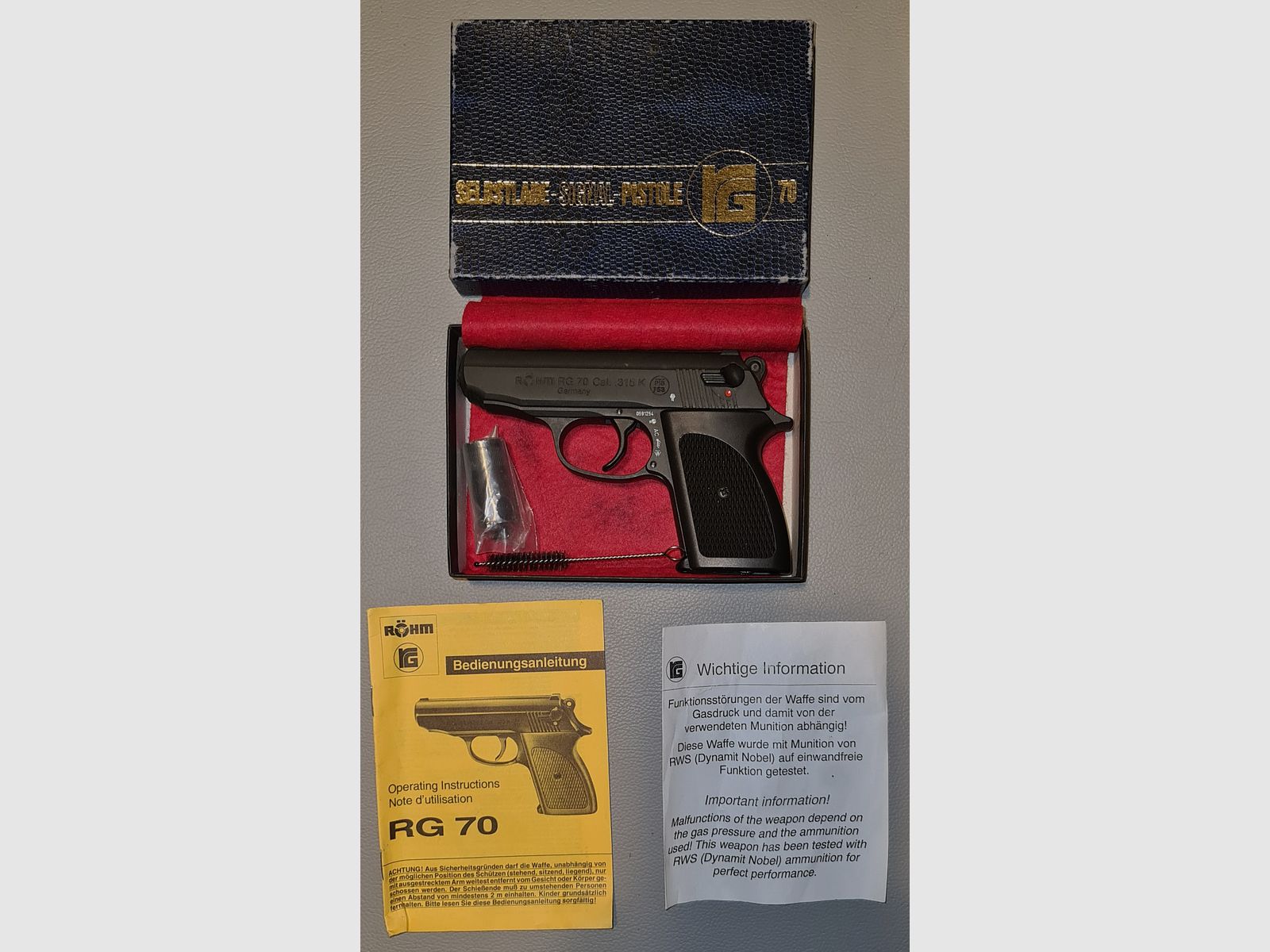 RÖHM RG 70 cal. 315 K / PTB 753 / SAMMLER SCHRECKSCHUSS GAS PISTOLE SILVESTER SELBSTVERTEIDIGUNG 