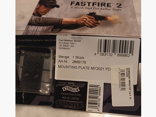 Montageplaat Walther PDP 06 Vortes voor Burris Red Dot Sight