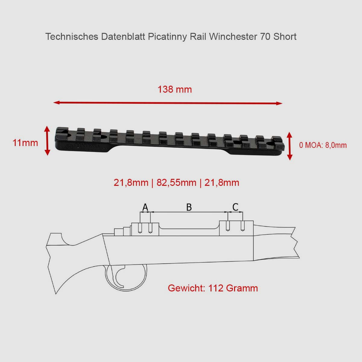 Picatinny Rail WINCHESTER 70 SHORT