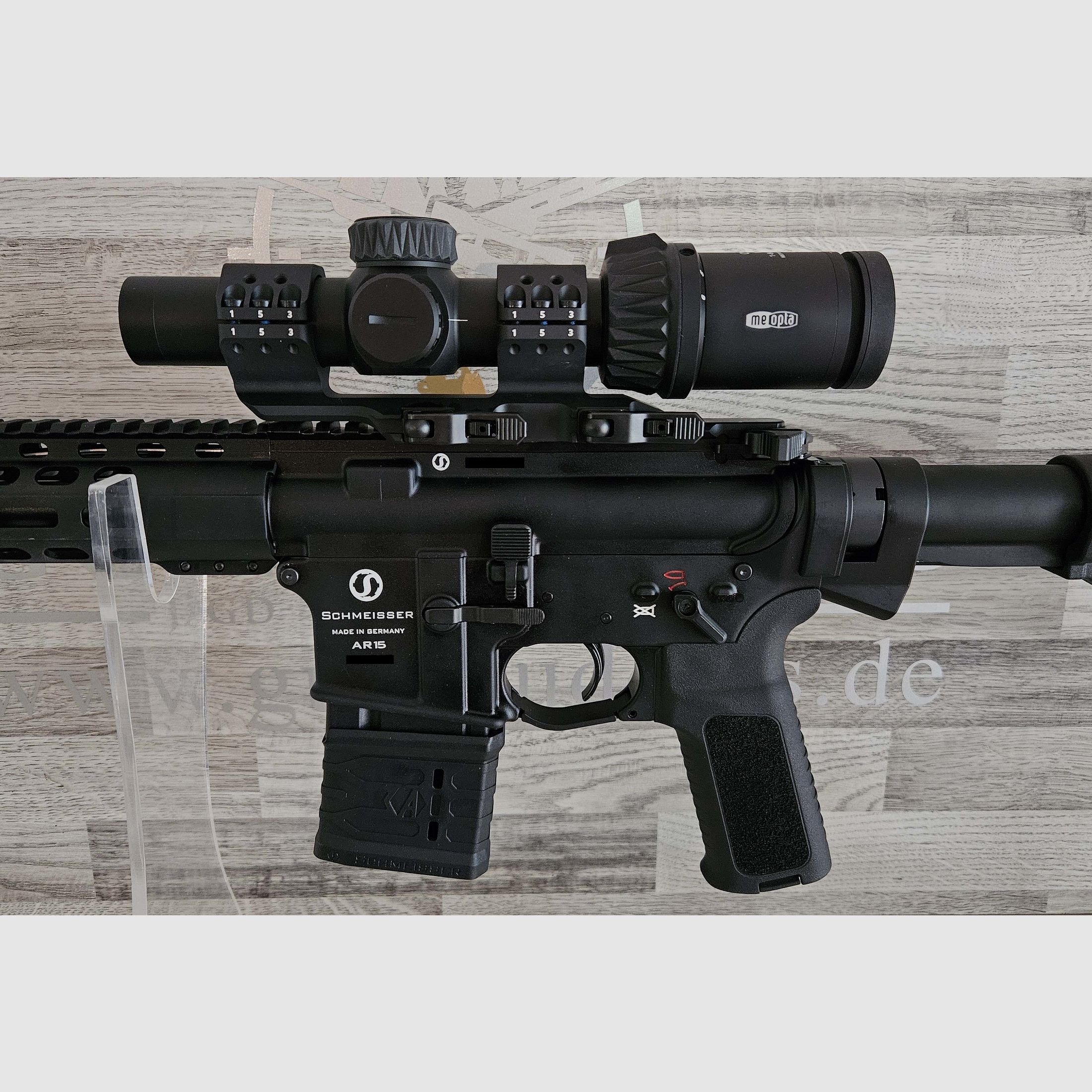 Brand new from the specialist trade - Schmeisser AR15 S4F 10.5" .223Rem - Set with silencer + Meopta scope