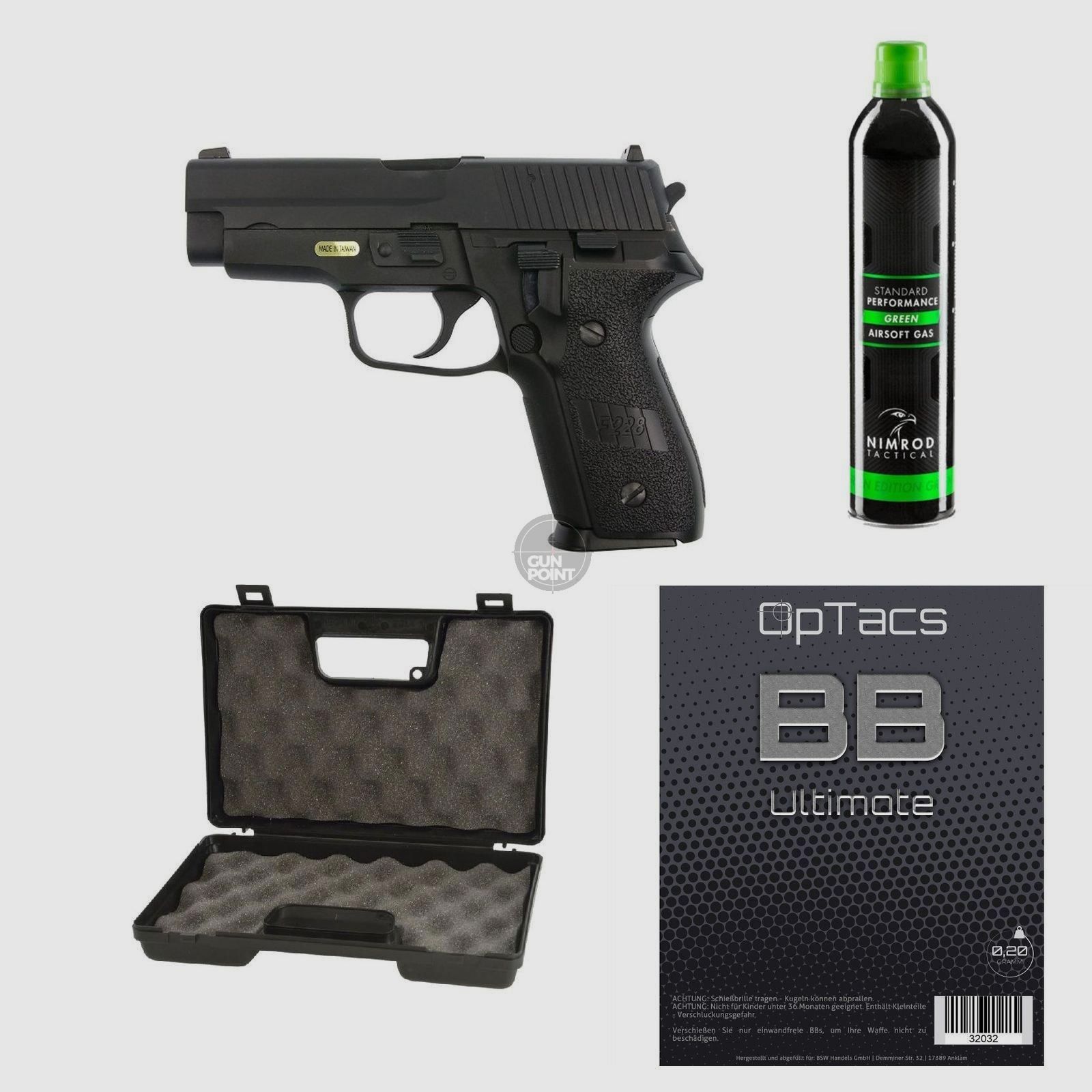 SET !!! Softair - Pistole - WE - P228 Full Metal GBB - ab 18, ber 0,5 Joule