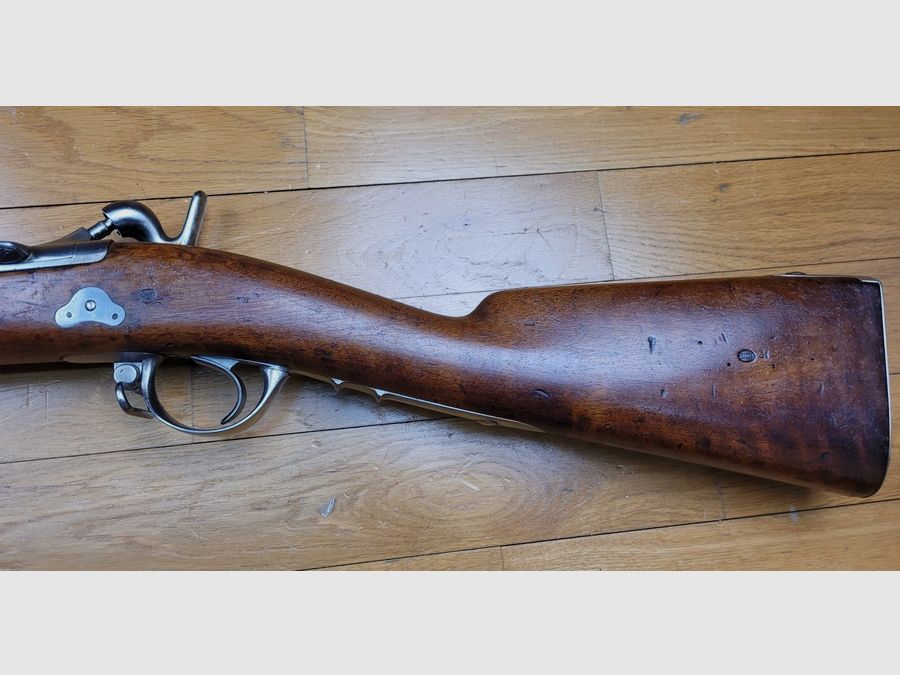 Très beau fusil modèle 1857 transformé tabatière en 1867 – Tabatière acier du 1er type – Mono matricule de 1859 à la Manufacture Impériale de Saint-Étienne – Excellent état, image 15 sur 30