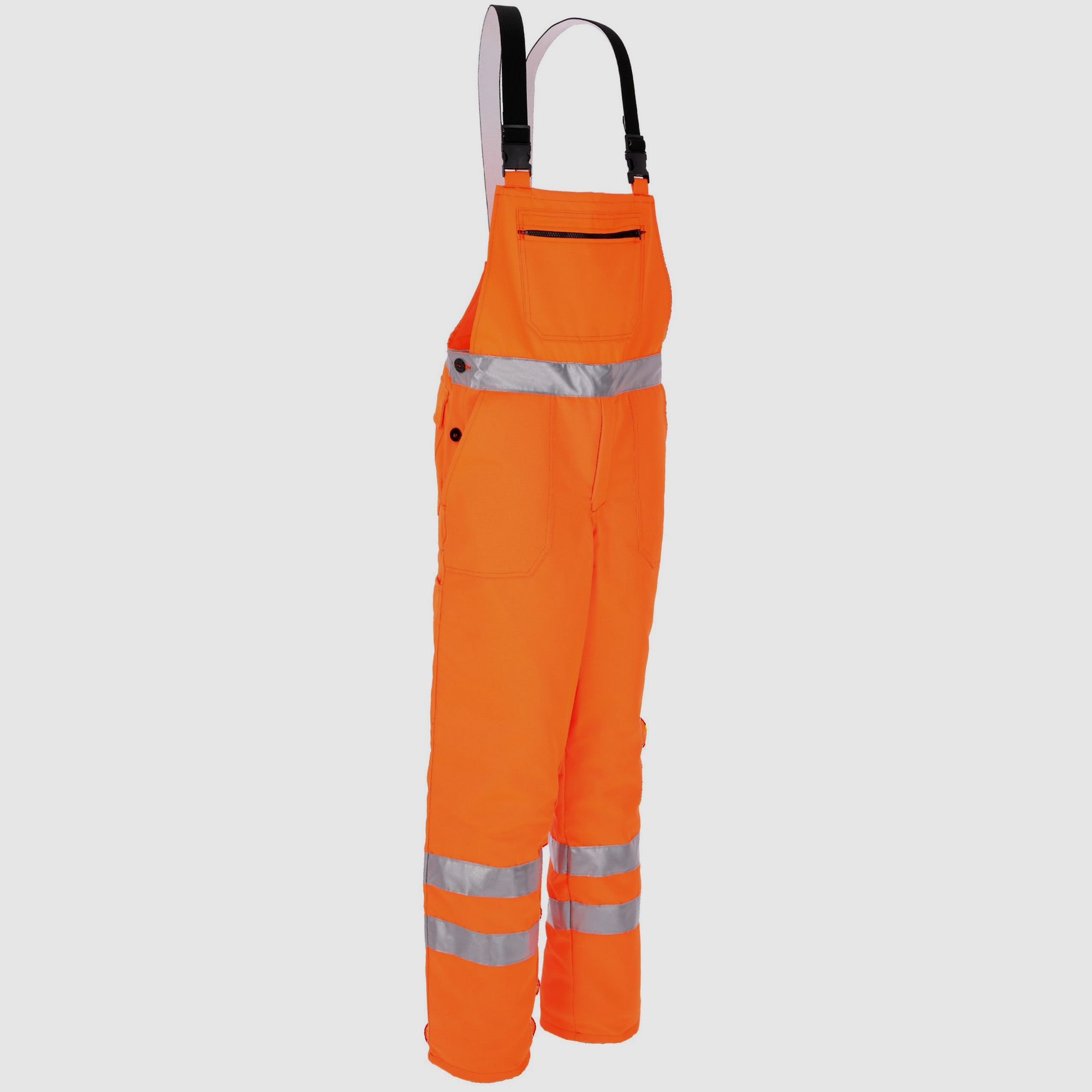 Warning and cut protection bib pants with all-round cut protection