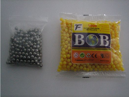 6mm BB Patronen Gladde Kugelkristallen van kunststof 1000 stuks en ca 400 stalen kogels 6mm
