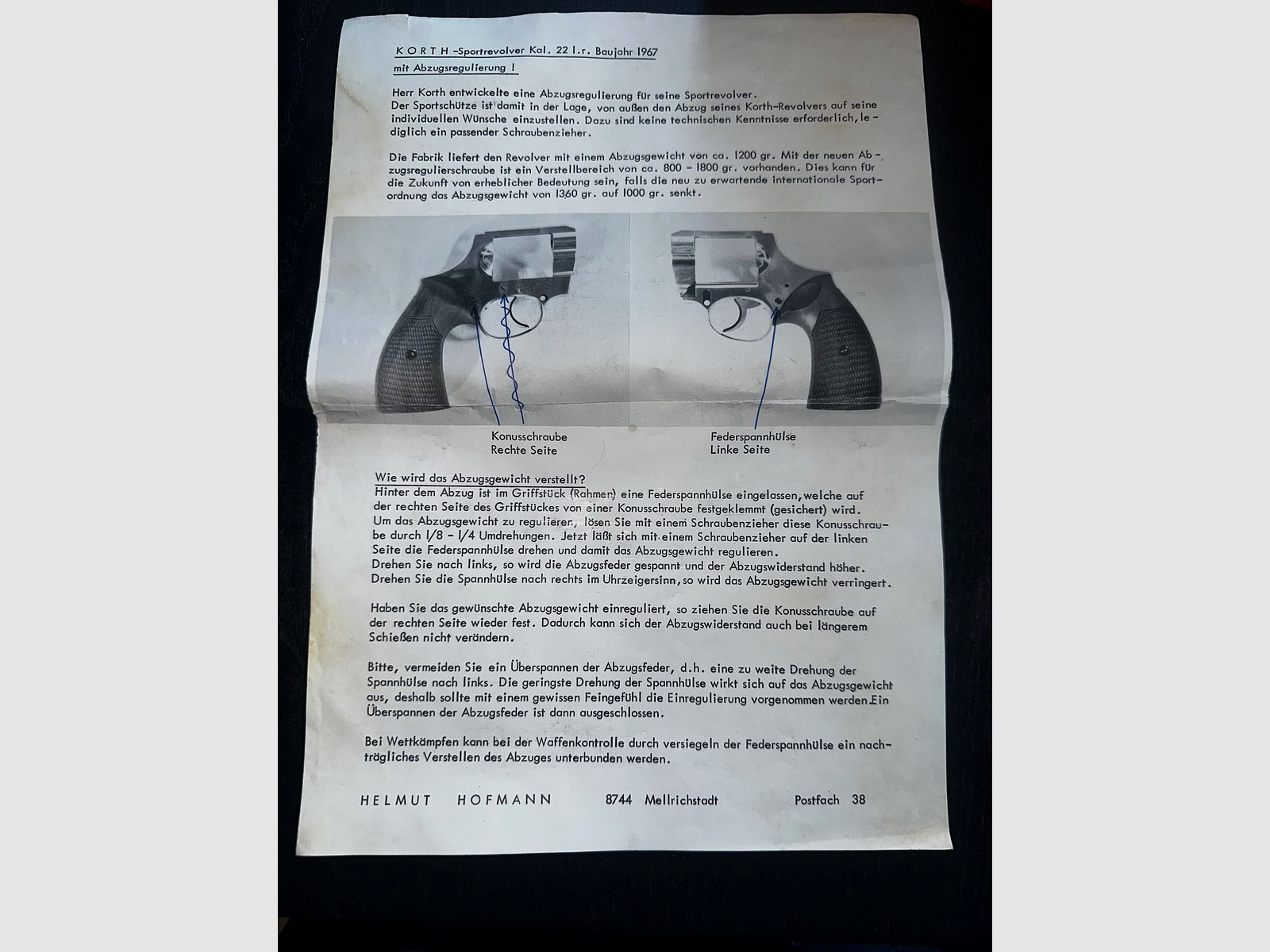 NEUF | Revolver Korth KK avec réglage de la détente Chasseur sportif dans l'emballage d'origine