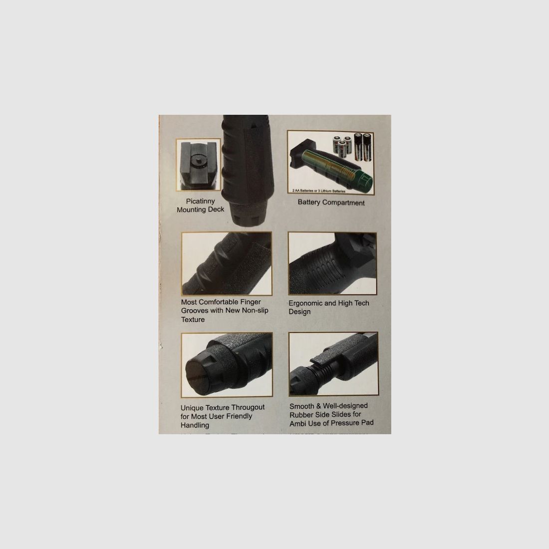 BGT Impugnatura in nylon verticale con attacco rapido per sistema Picatinny da 20 mm