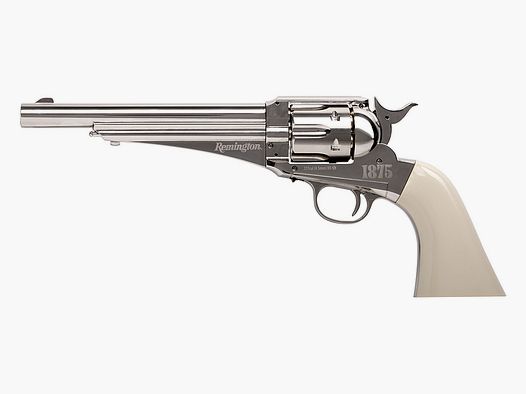 CO2 Revolver Crosman Remington 1875 Nickel Finish hochglanzpoliert Kaliber 4,5 mm BB und Diabolo (P18)