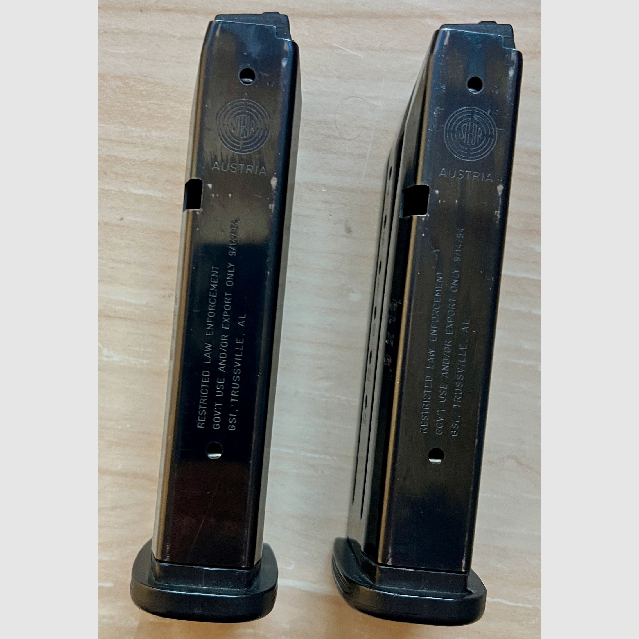Original Steyr M9 Magazine – «Uniquement pour l'application de la loi» – finition brillante – objet de collection – pas de reproduction MEC-GAR