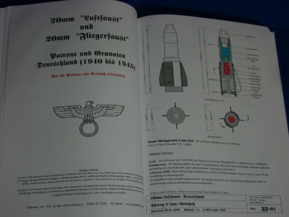 Fl.a.k cartridges en projectielen 2,0 cm tot 15,0 cm Duitsland 1935 tot 1945