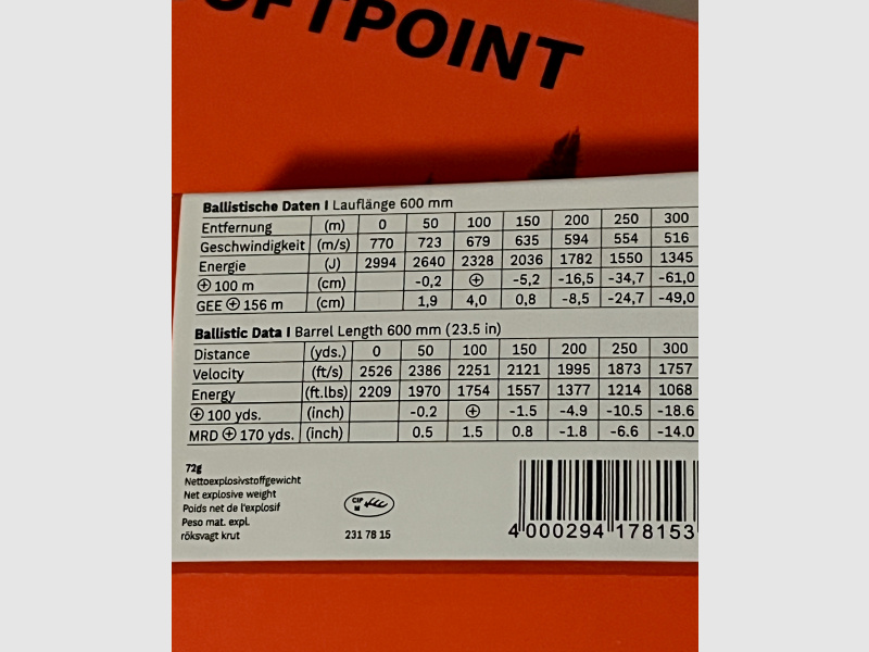 6,5x55 SE Geco TM Softpoint 3 Packungen 60 Schuss 1Los