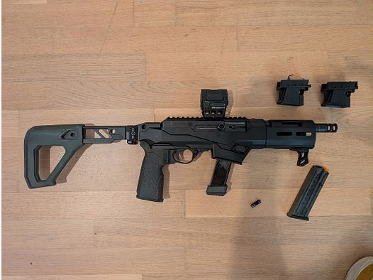 Ruger PC Charger PCC kort wapen (met veel accessoires, waaronder een schoudersteun, compensator)