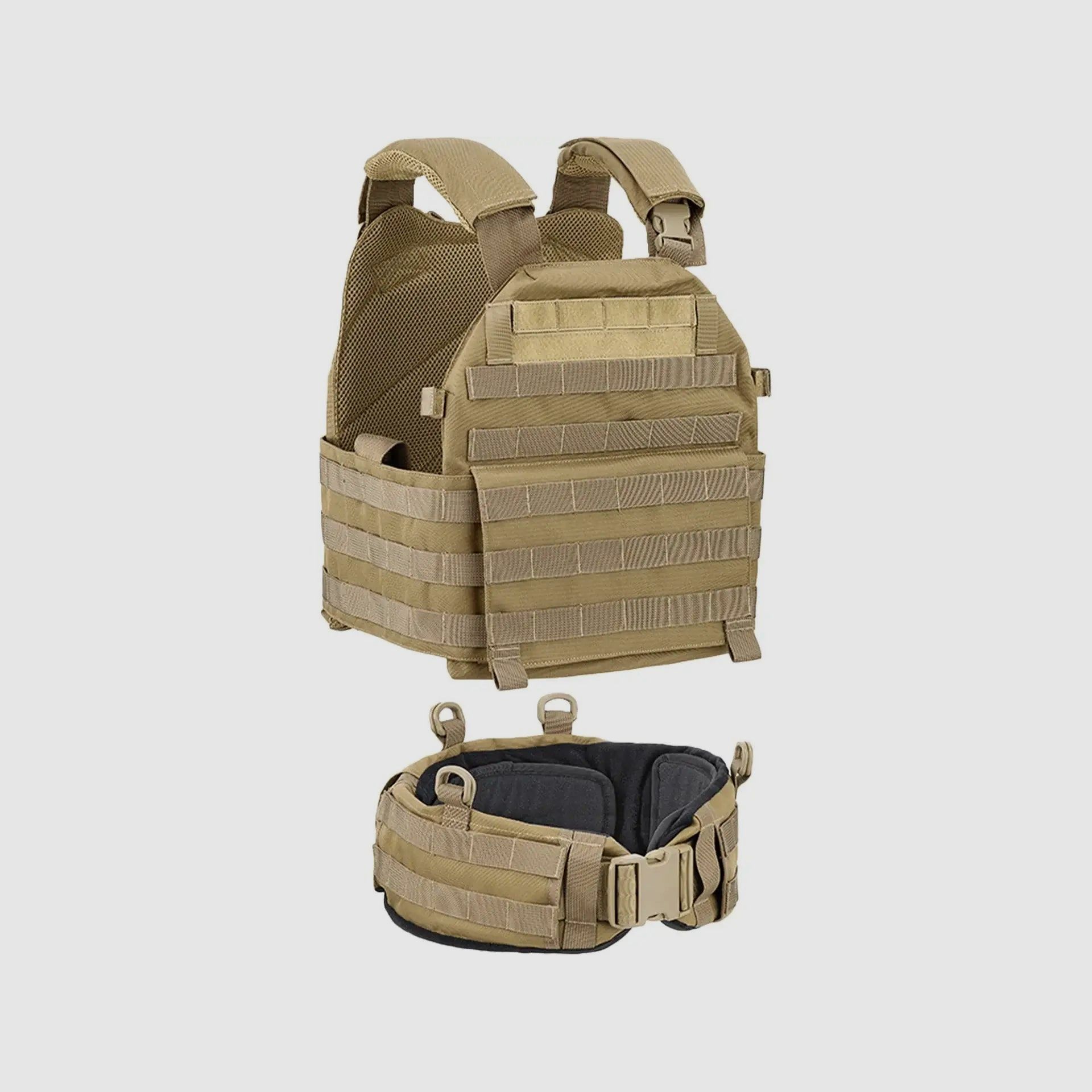 Defcon 5 Plate Carrier Tactical Vest with Belt - Coyote