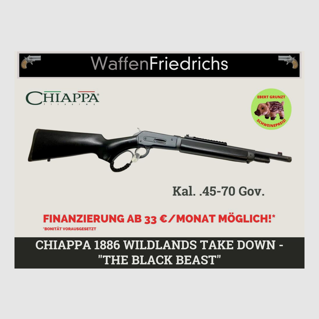 CHIAPPA FIREARMS	 UHR Mod. 1886 Wildlands TAKE DOWN | das „BLACK BEAST" - Waffen Friedrichs