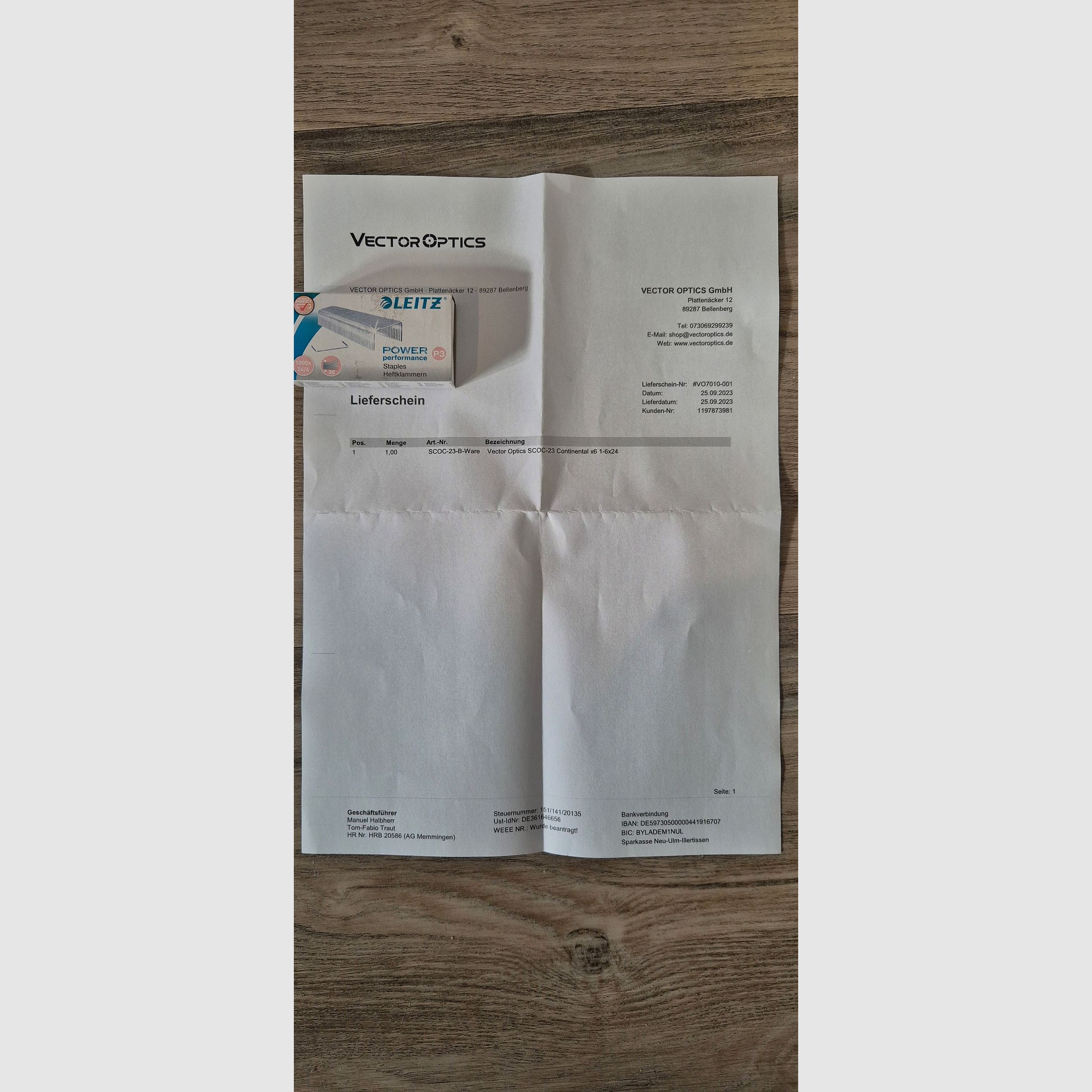 Vector Optics SCOC-23 Continental x6 1-6×24 Drückjagd Zielfernrohr LPVO