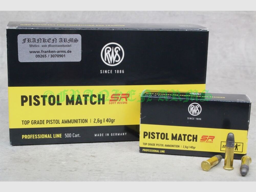 RWS Pistol Match SR .22 l.r. 40gr. 2,6g 50Stück Staffelpreis