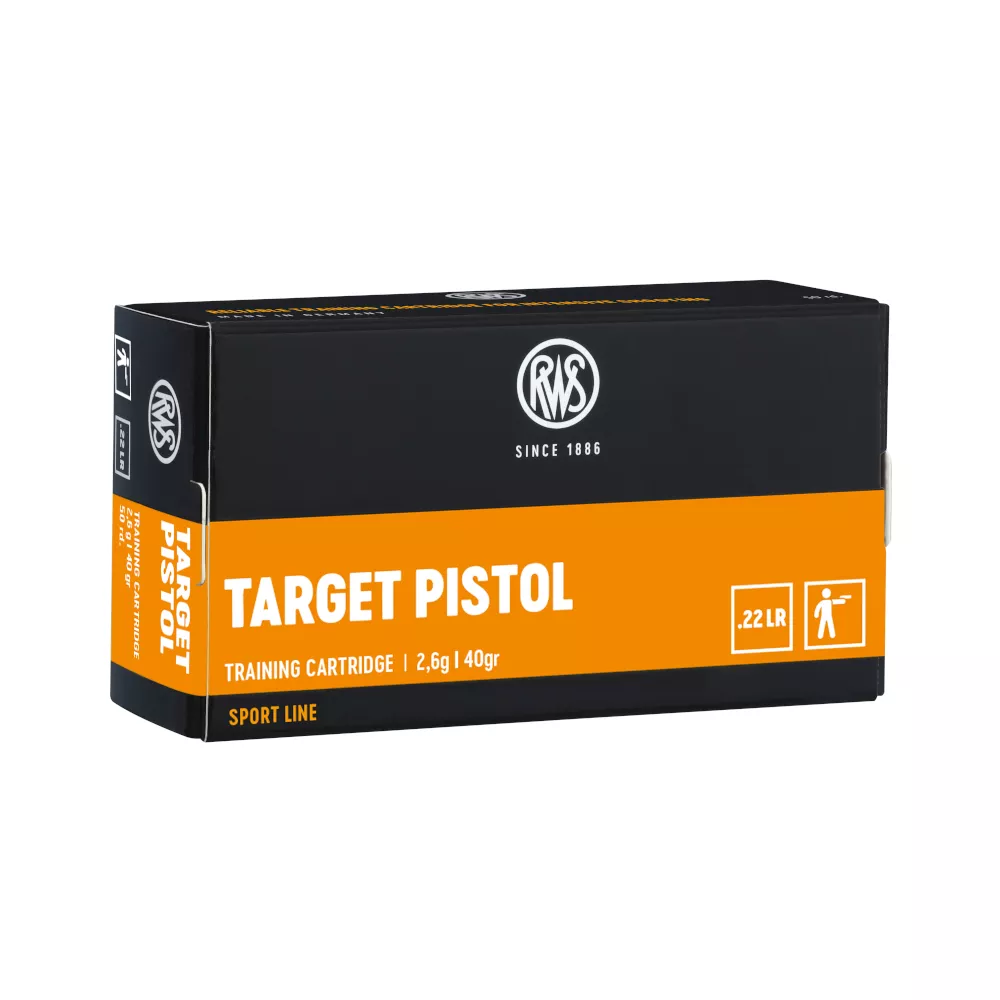 Munición RWS TARGET PISTOL; .22 lfB (5,6 mm) RWS TARGET PISTOL; 2,6 g/40 gr; V0=285 m/s
