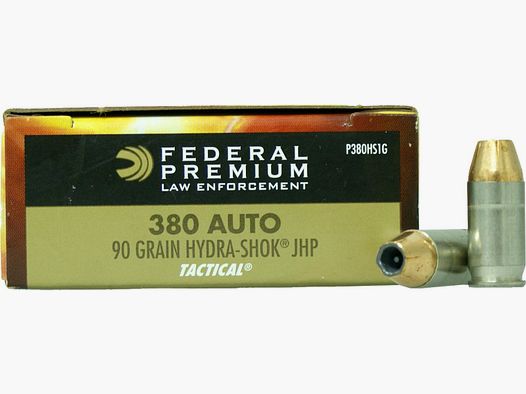 Federal Premium Tactical Hydra-Shok .380 Auto 90GR JHP 50 cartucce