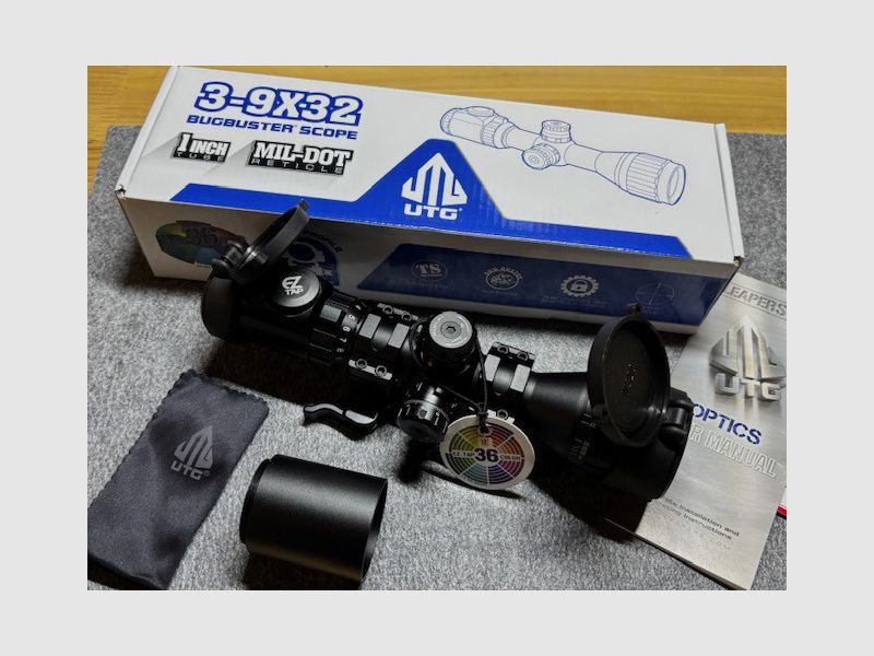 Like-new UTG Bugbuster 3-9x32 IE riflescope (36 colors, Mil-Dot) - SCP-M392AOIEWQ