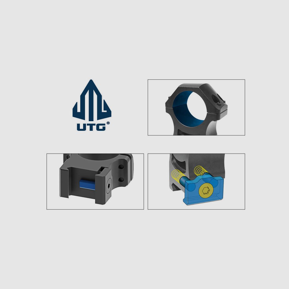 UTG Montage PRO P.O.I., medium, Tubus 30mm, fĂĽr Weaverschiene, Alu, schwarz