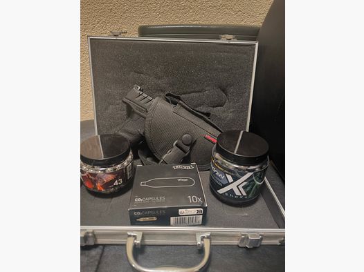 ⚠️ Achtung MagFed Freunde, Walther PDP Compact 4 T4E-Kaliber .43, nur ein Magazin zur Probe Geschossen + Munition & 10er Packung Walther Co2-Kartuschen sowie Umarex Cordura Holster, Absolut Neuwertig!! ⚠️ Versandkosten Frei!! 