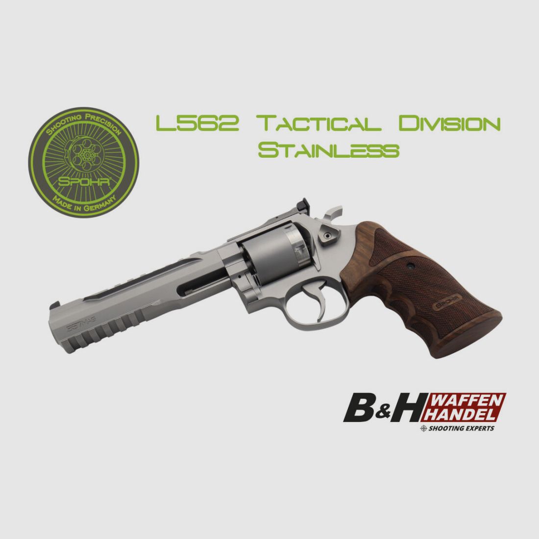 Revolver SPOHR Tactical Division en acier inoxydable de 6 pouces fabriqué en Allemagne 6"