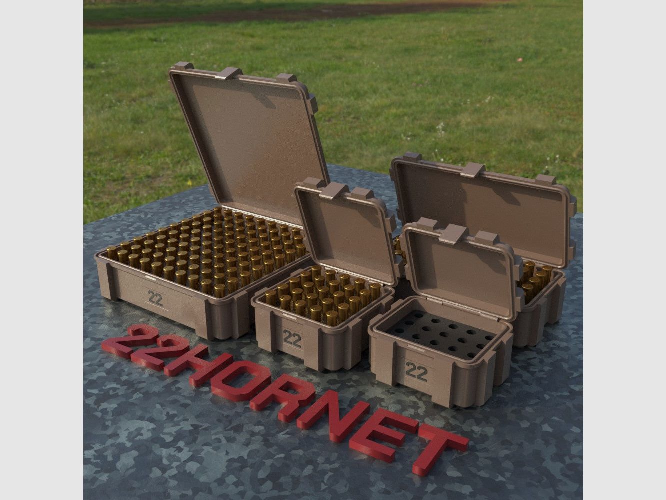 Filamelt Munitionsbox / Ammo Box .22 Hornet – Patronenbox ‘Klappdeckel’ – 20 / 25 / 50 / 100 Runden