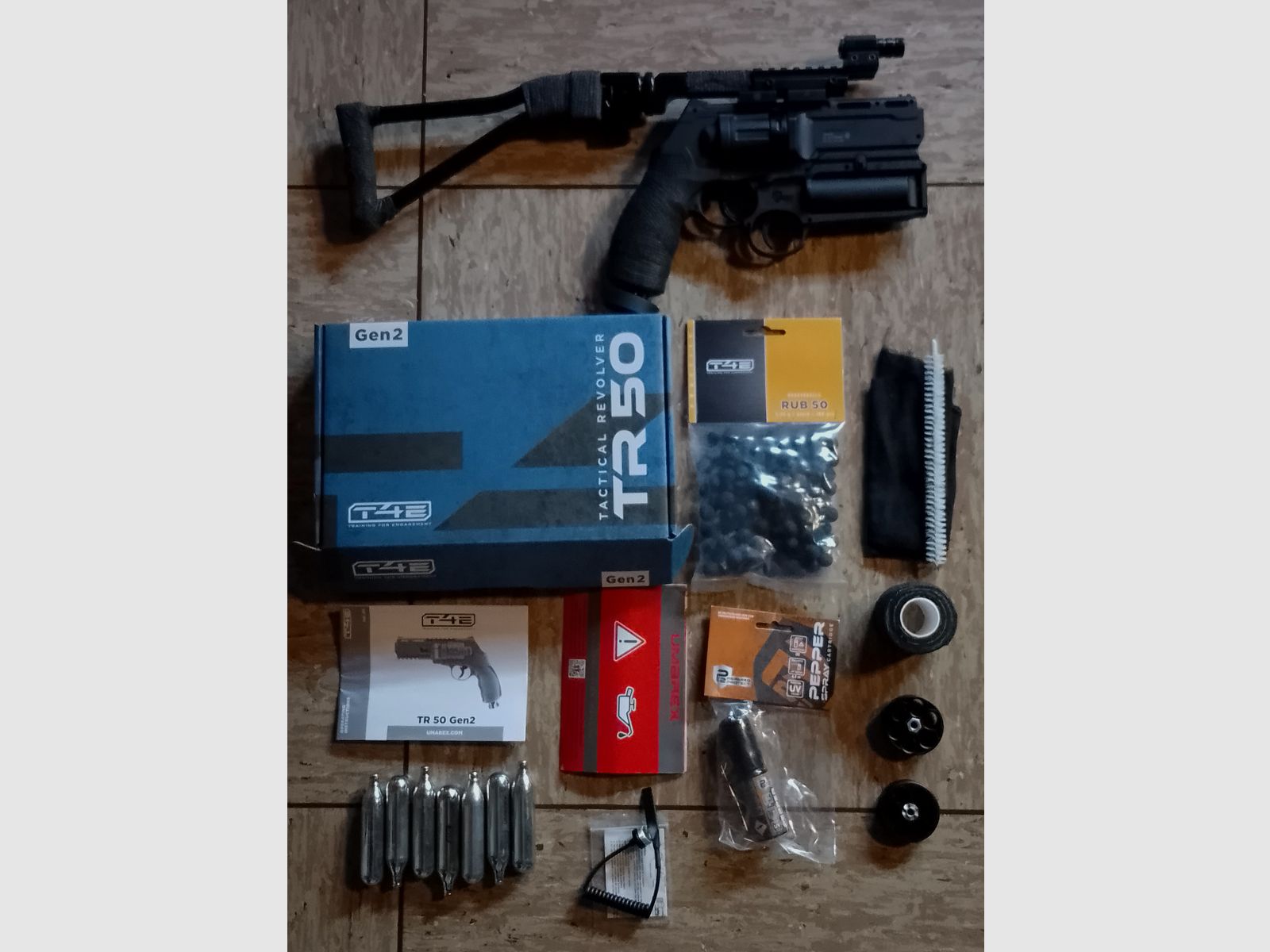T4E Tr50 RAM .50 Set Pfeffer Launcher Alu Schulterstütze Klappschaft Rot Punkt Visier Zubehör Hdr50 neuwertig optional Vordergriff 
