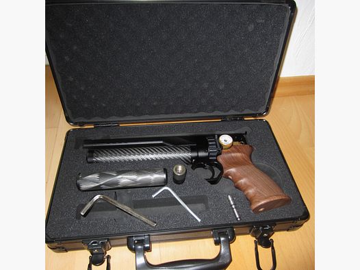 Air pressure pistol Huben GK 1 with matching silencer - as good as new, up to 7.5 Joules